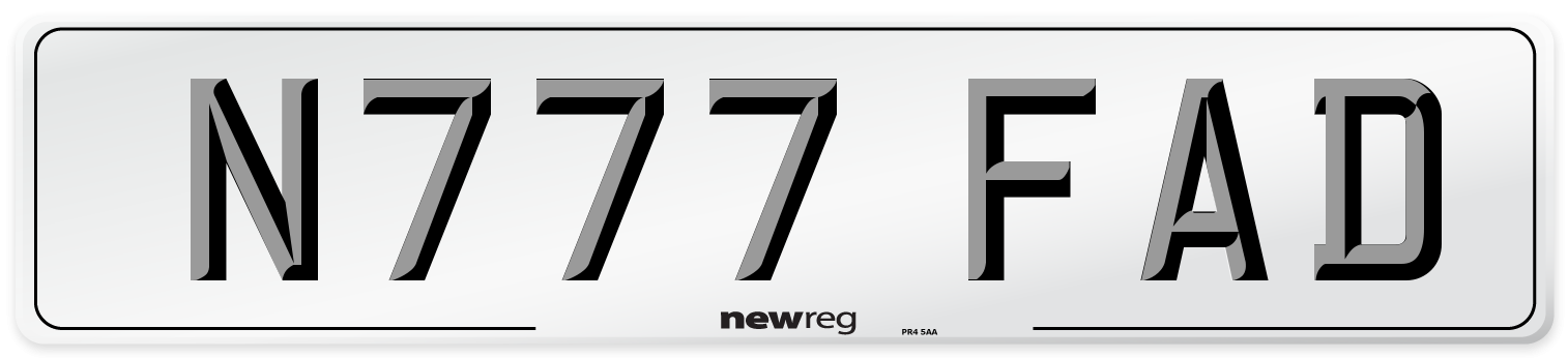 N777 FAD Number Plate from New Reg